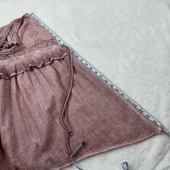 Topshop Women's Size 4 High Neck Mini Dress Pink Purple Eyelet Lace Ruffle - Picture 14 of 14